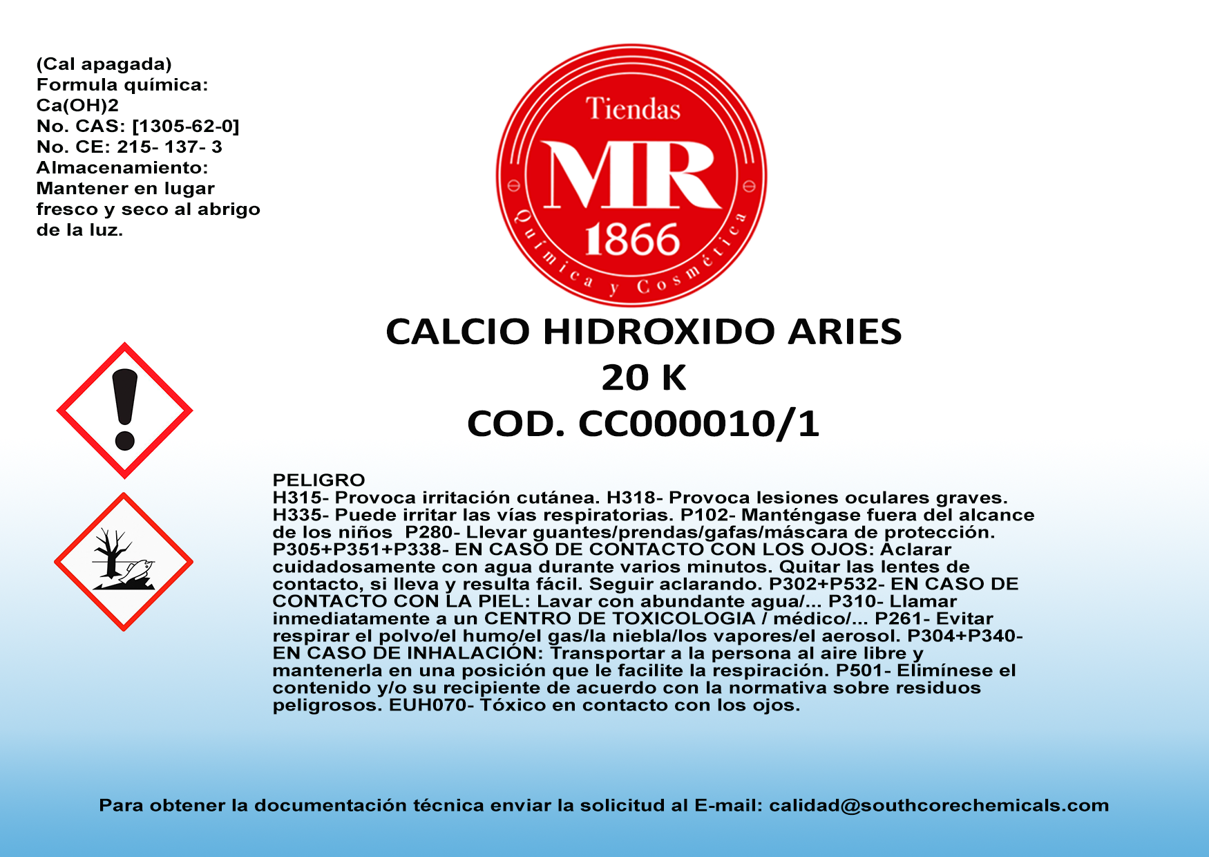 CALCIO HIDROXIDO ARIES 20 K