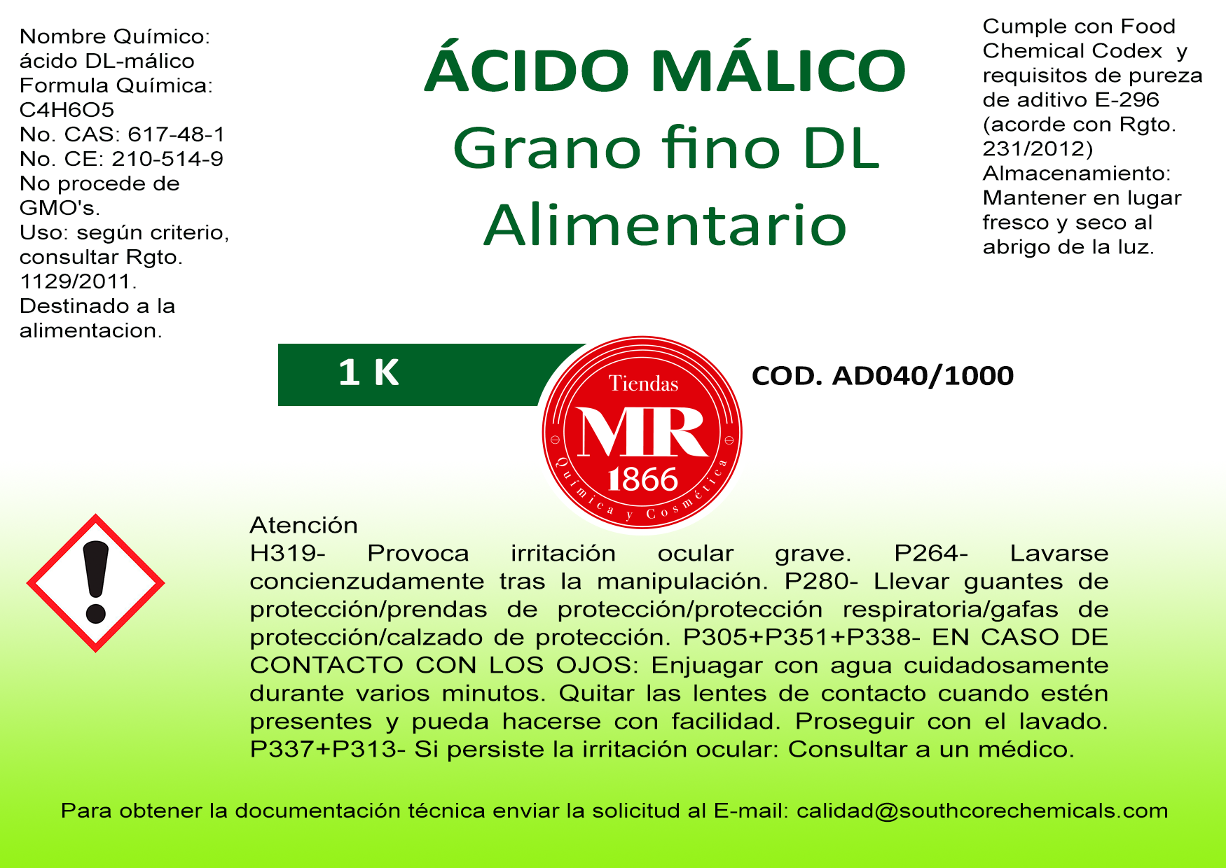 ACIDO MALICO DL ALIMENTARIO 1 K