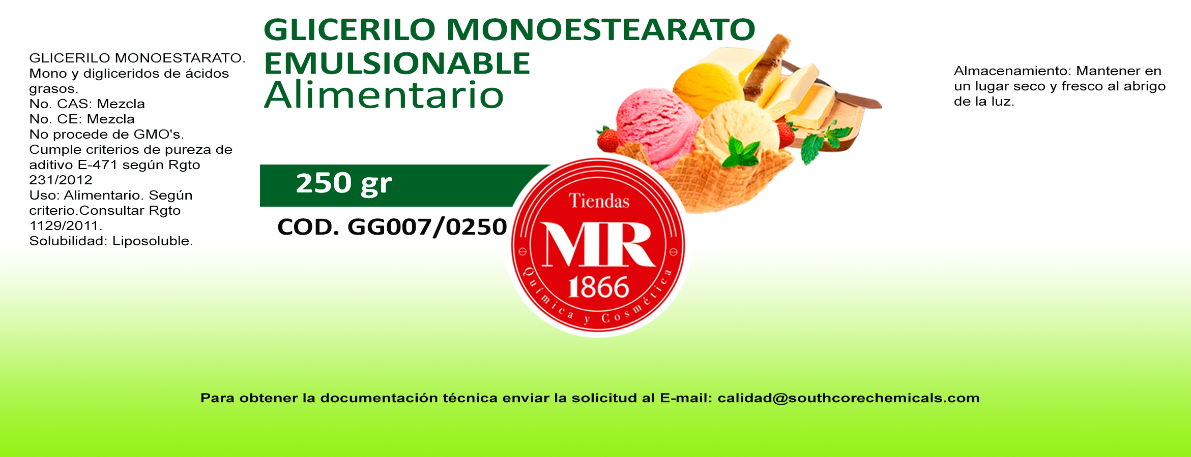 GLICERILO MONOESTEARATO ALIM 250 gr