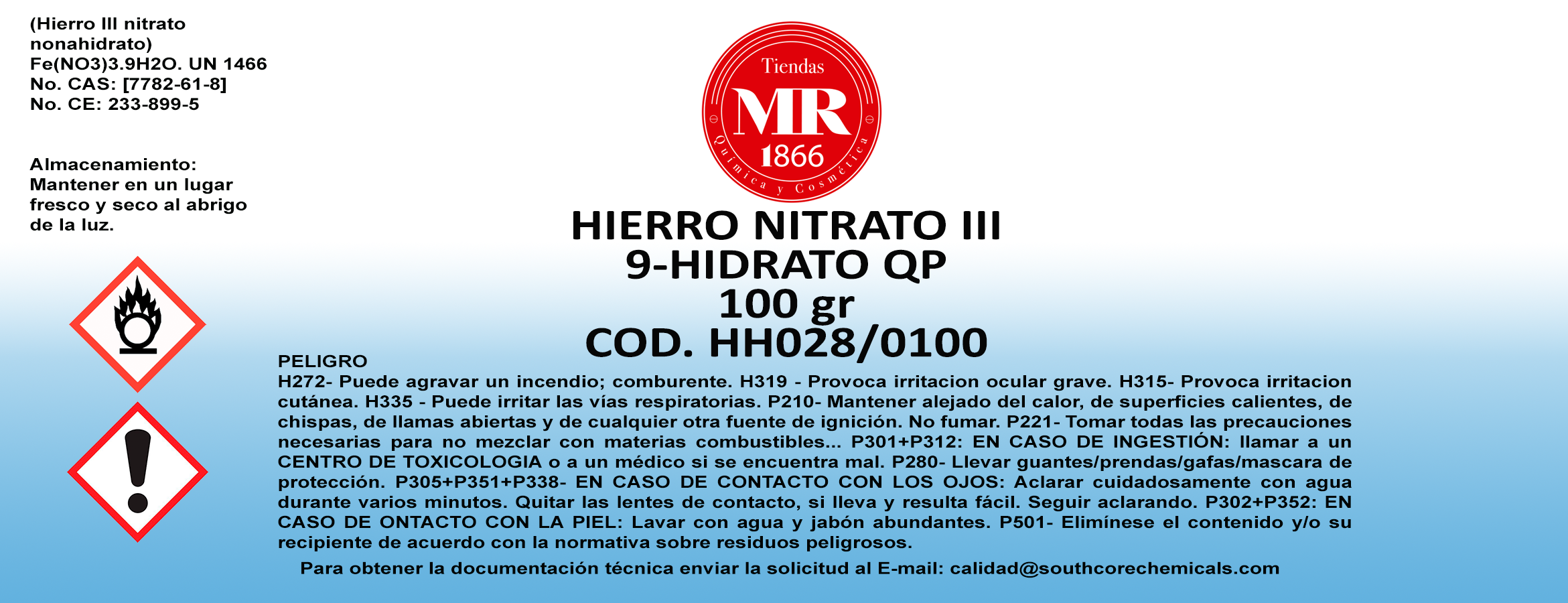 HIERRO NITRATO III 9 DIDR QP 100 gr