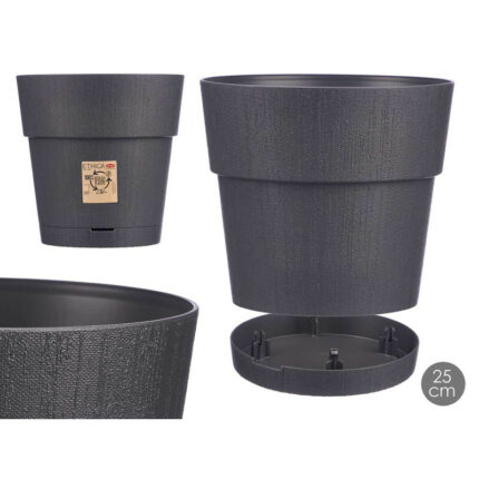 MACETA DE PLÁSTICO 25 CM ETHICA ANTRACITA