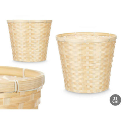 CUBRE MACETAS REDONDO BAMBU TRENZADO 31CM