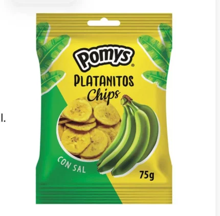 PACK 15 UNIDADES POMYS PLATANITOS CHIPS SALADO 75GR