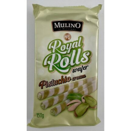 PACK 16 UNIDADES ROYAL ROLLS PISTACHO 150GR BARQUILLO