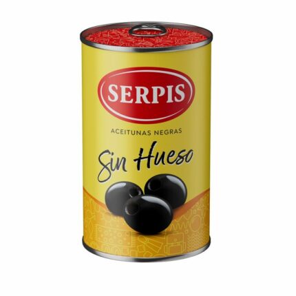 CAJA 12 UNIDADES SERPIS ACEITUNA NEGRA S/HUESO 300GR
