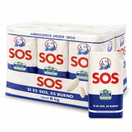 CAJA 20 PAQUETES SOS ARROZ REDONDO 500GR